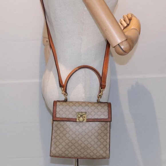 CELINE Macadam Canvas Hand Bag 2way Beige Auth 84755 - Picture 15 of 16